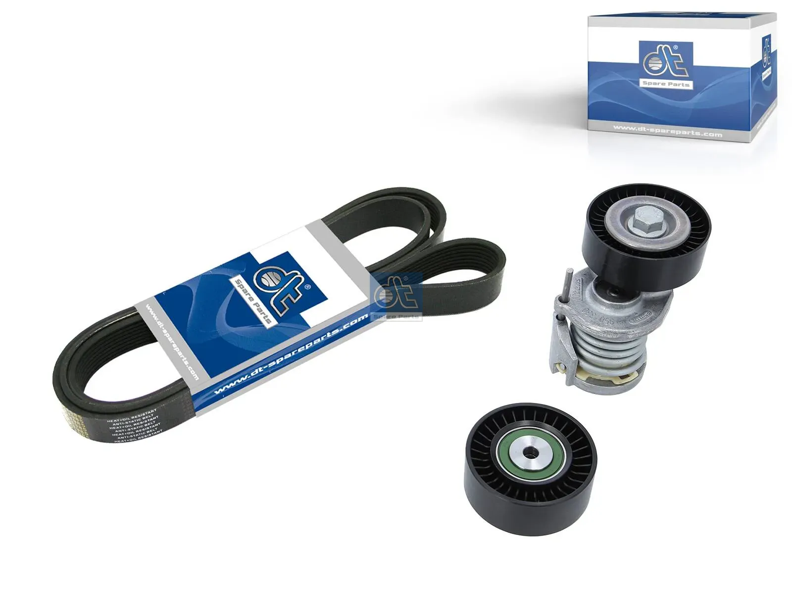 Belt tensioner kit, with multiribbed belt