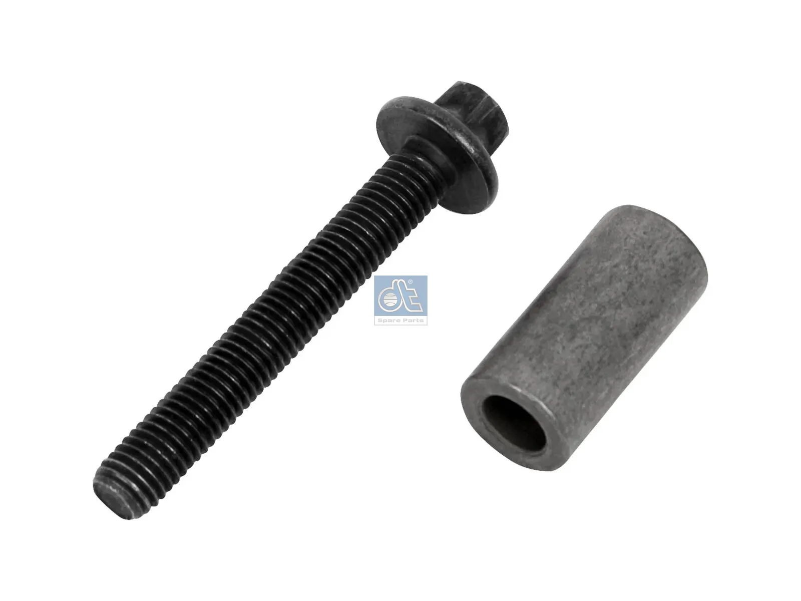 Screw with sleeve, exhaust manifold