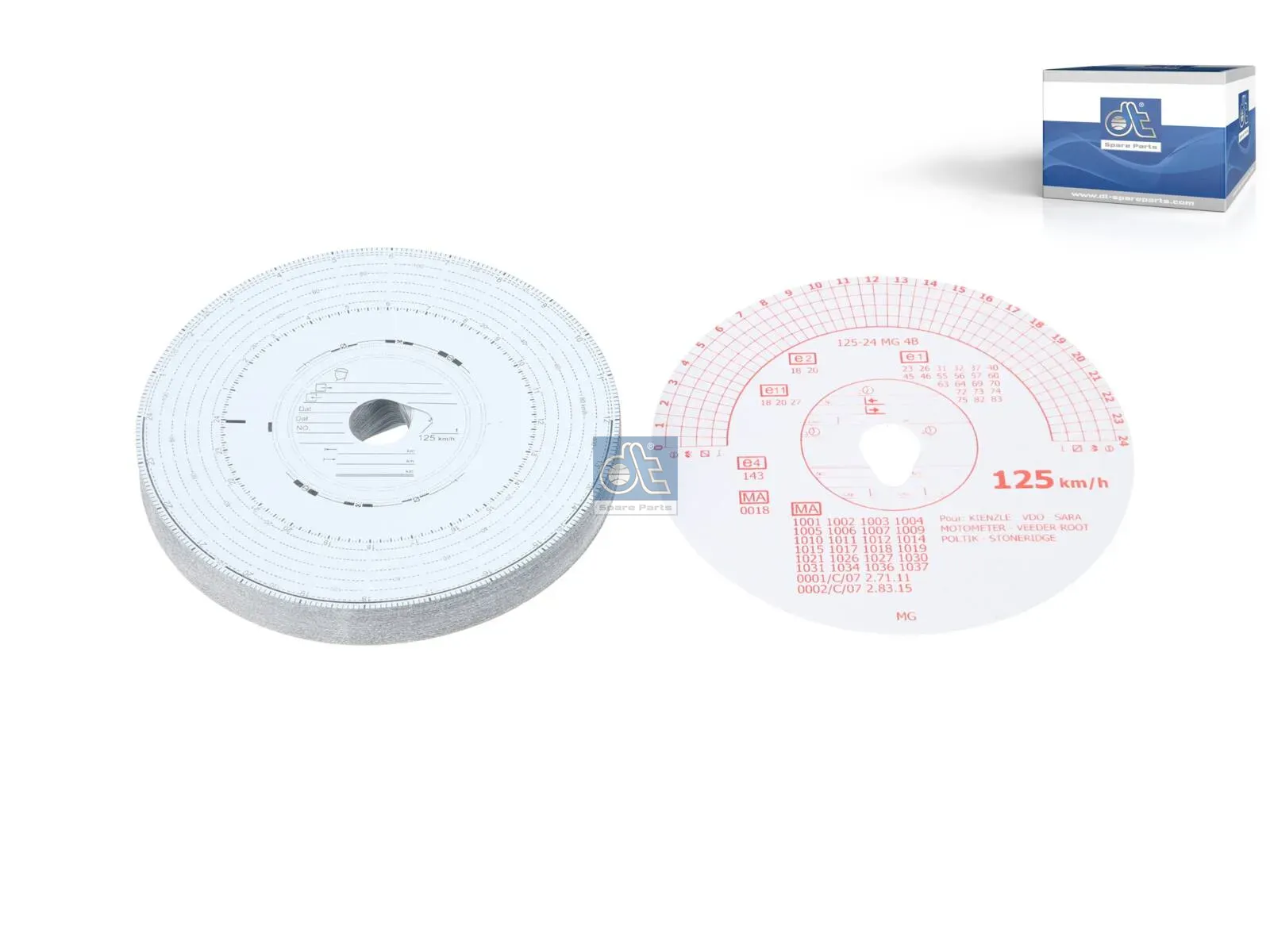 Tachograph disc set, 1 day, 125 km/h