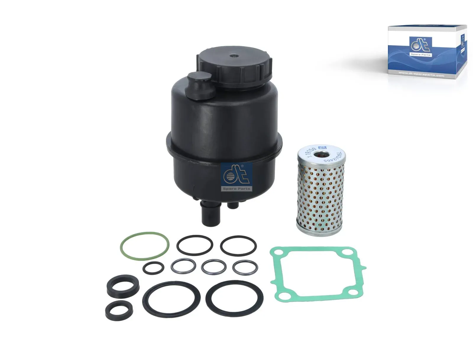 Oil container, with filter
