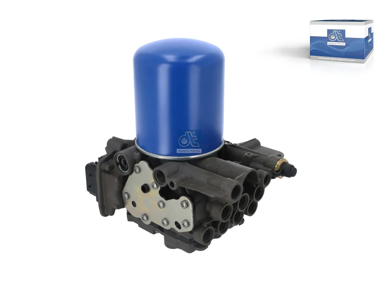 Air dryer, complete with valve