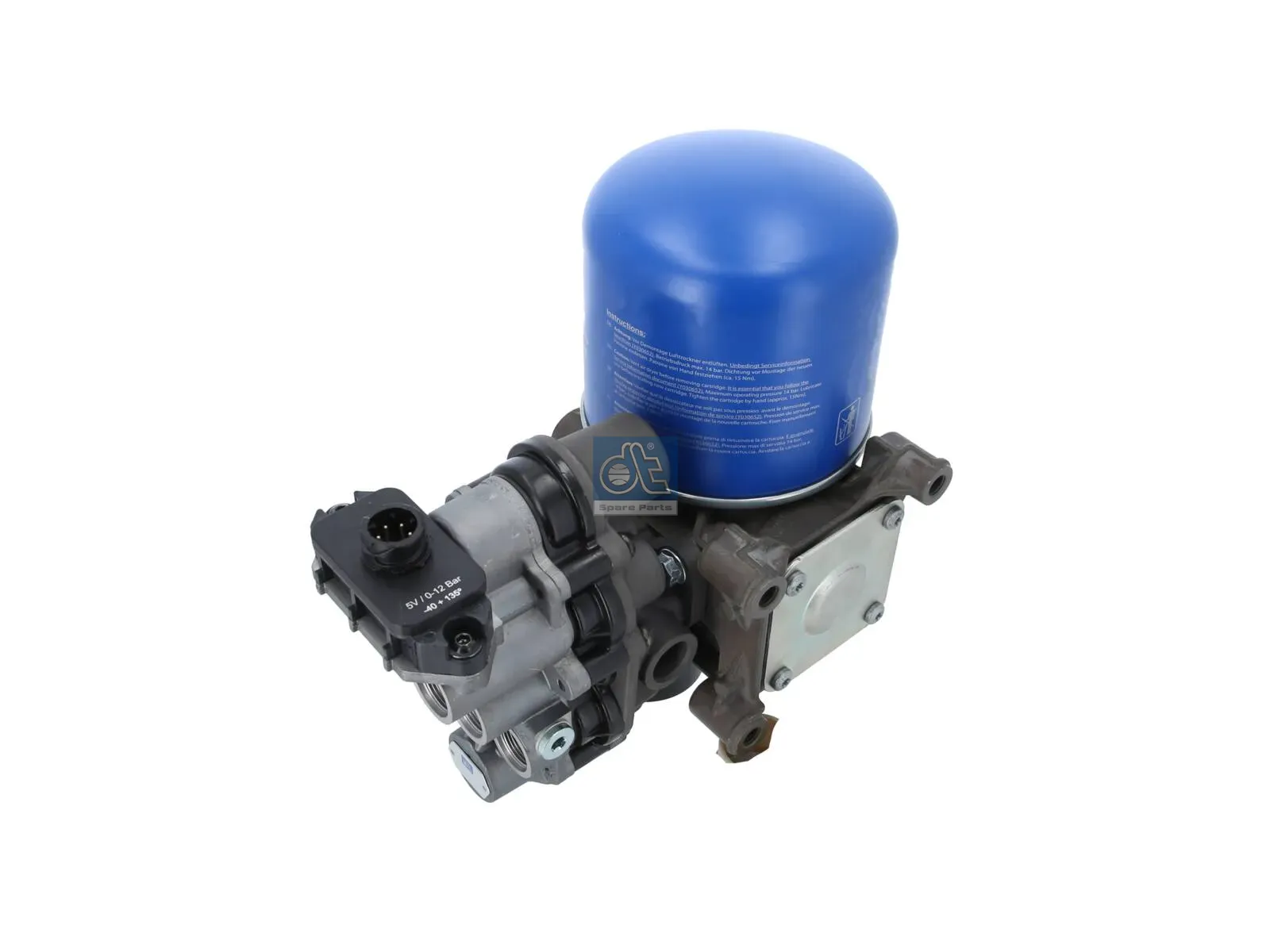 Air dryer, complete with valve