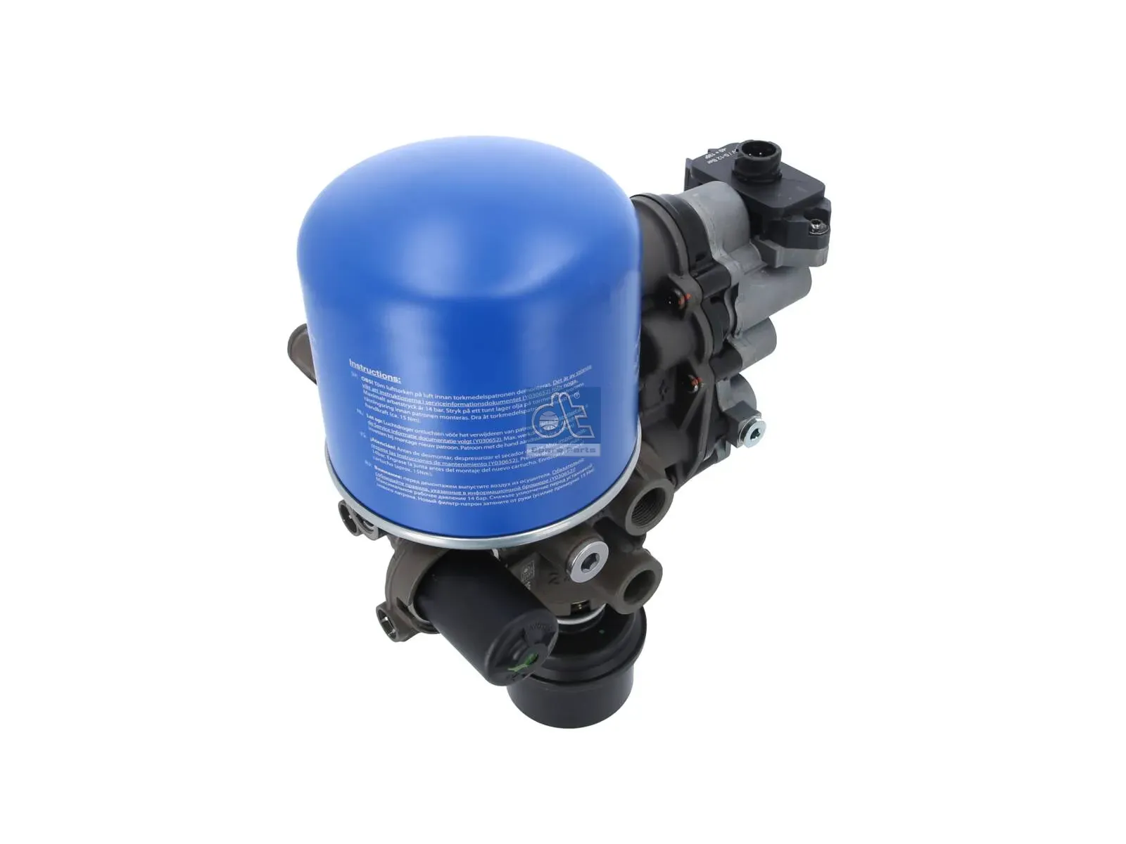 Air dryer, complete with valve