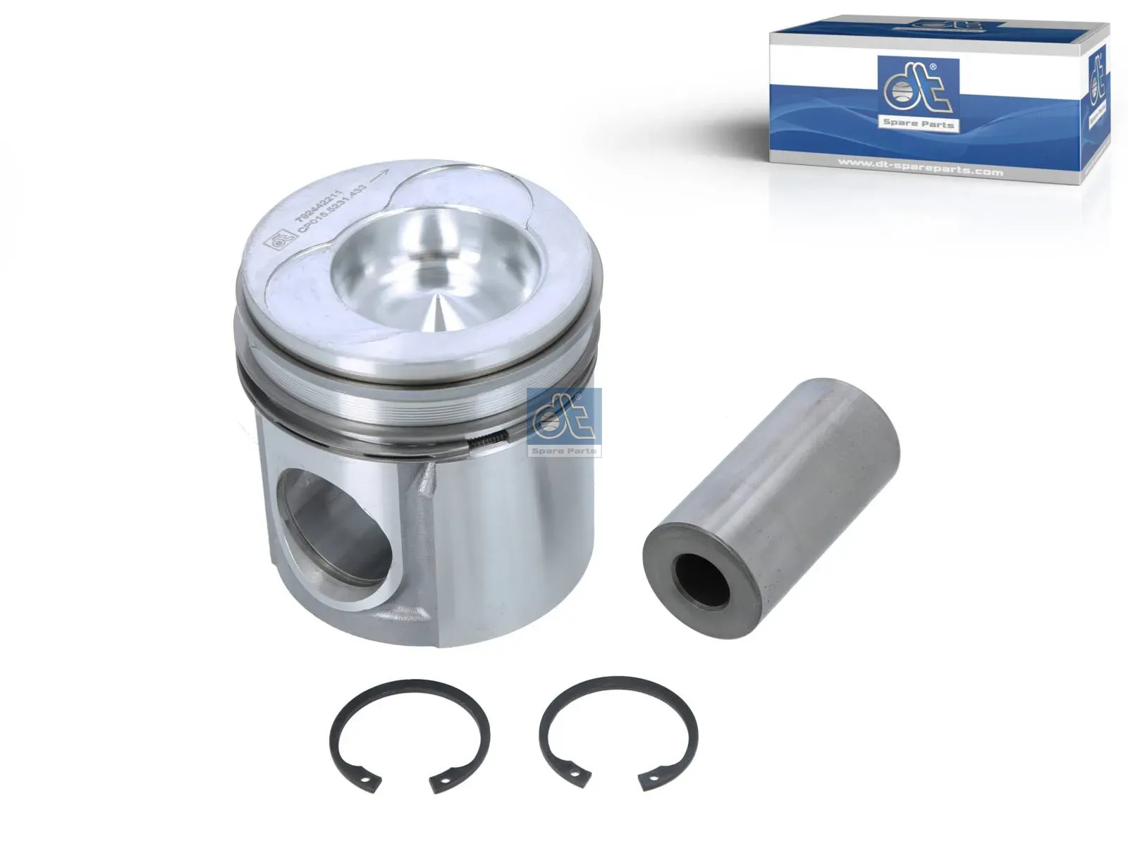 Piston, complete with rings