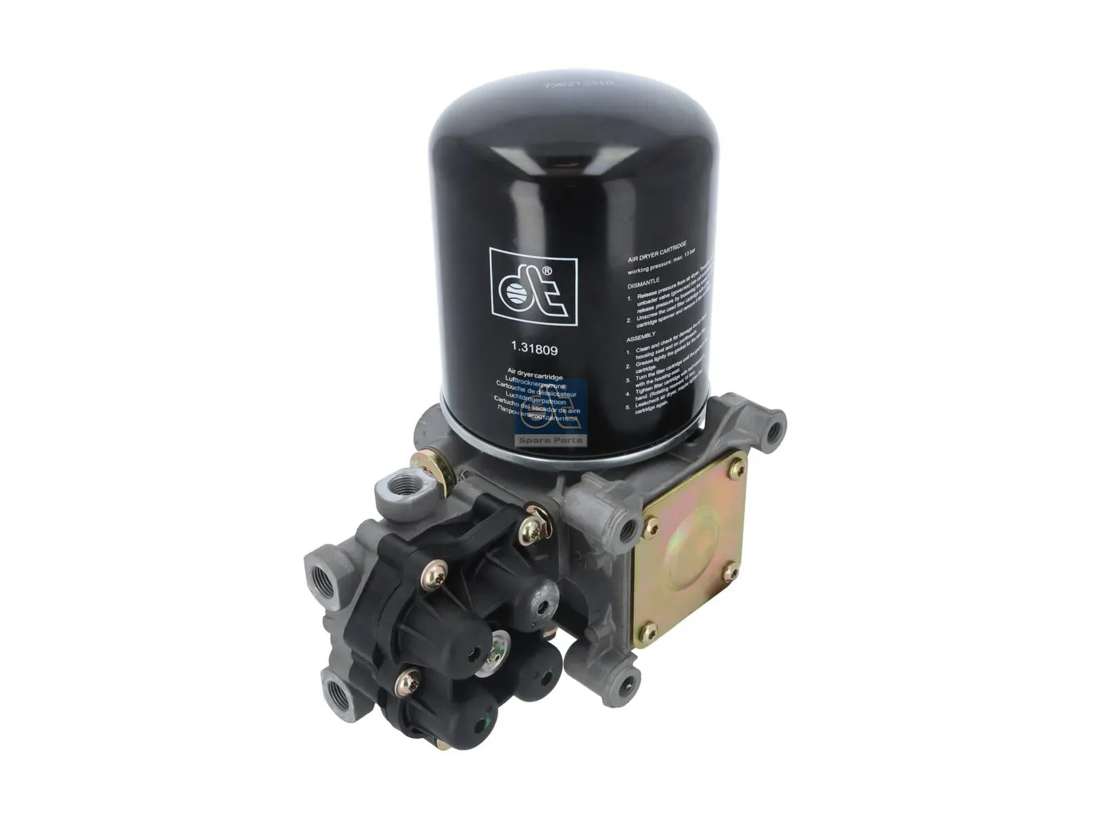 Air dryer, complete with valve