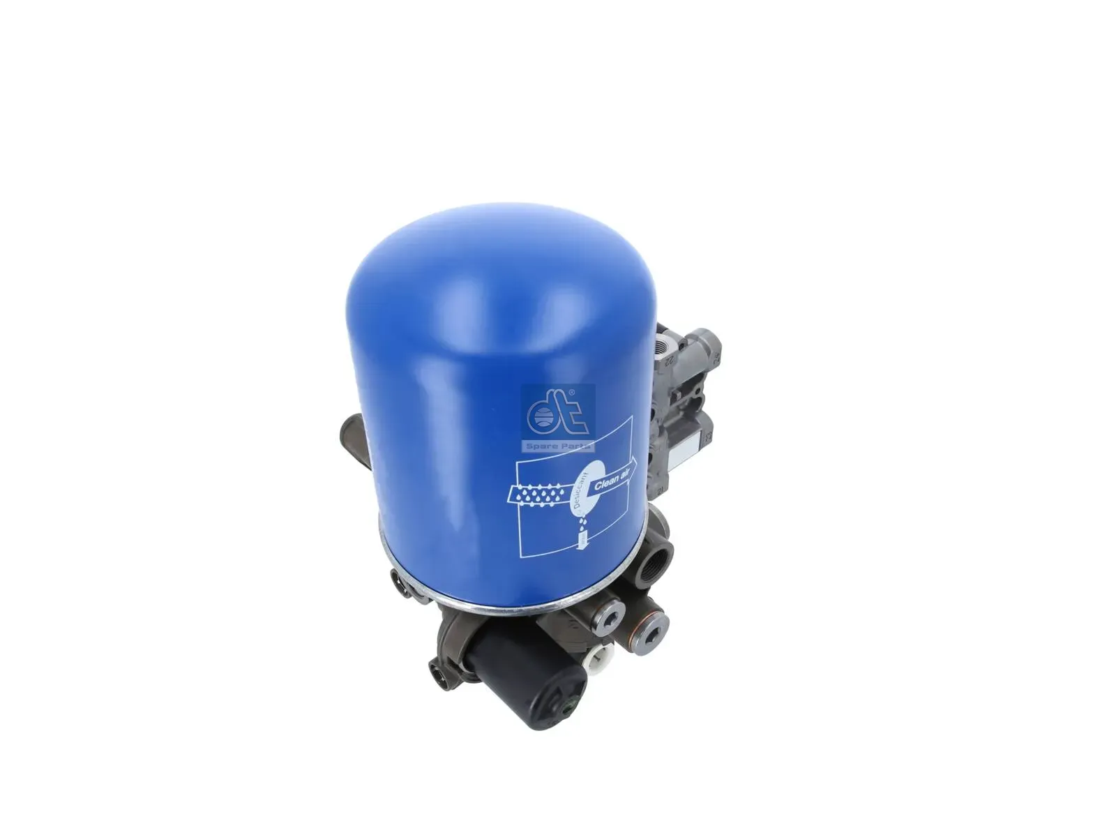 Air dryer, complete with valve