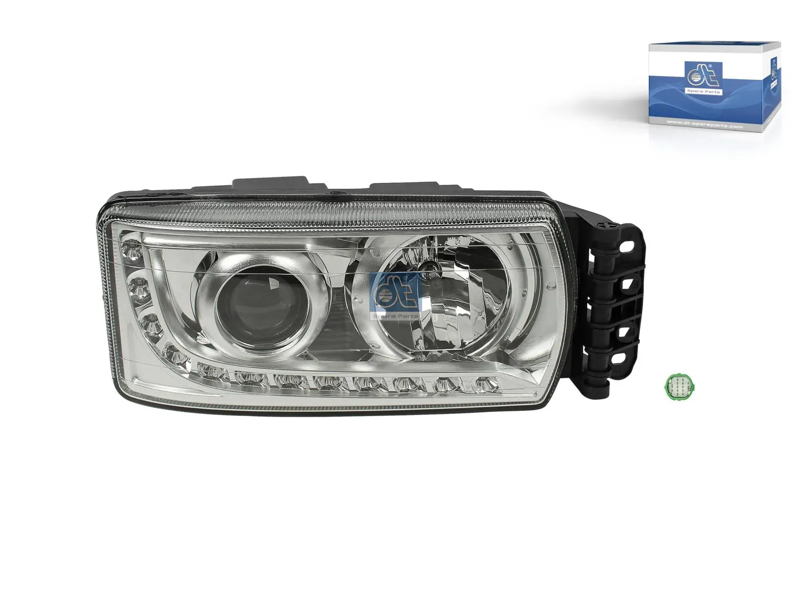 Headlamp, right, with bulbs and ballast unit