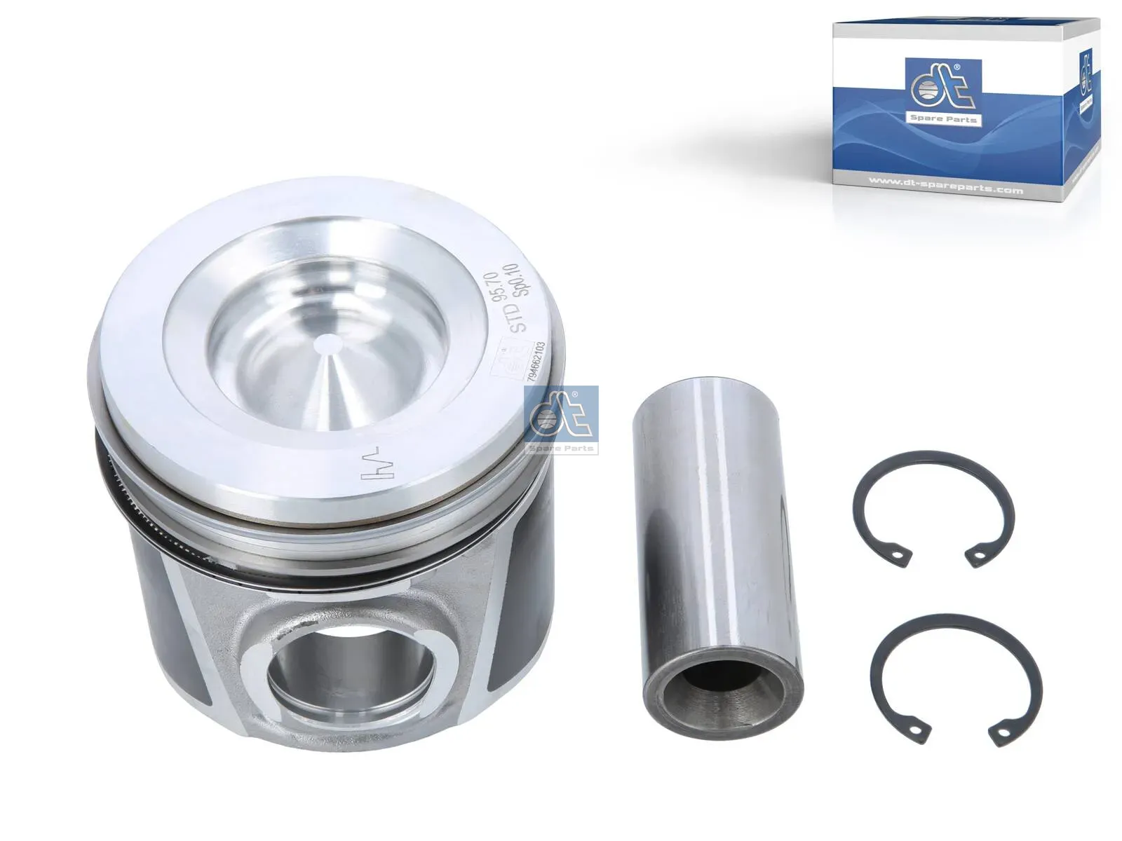 Piston, complete with rings