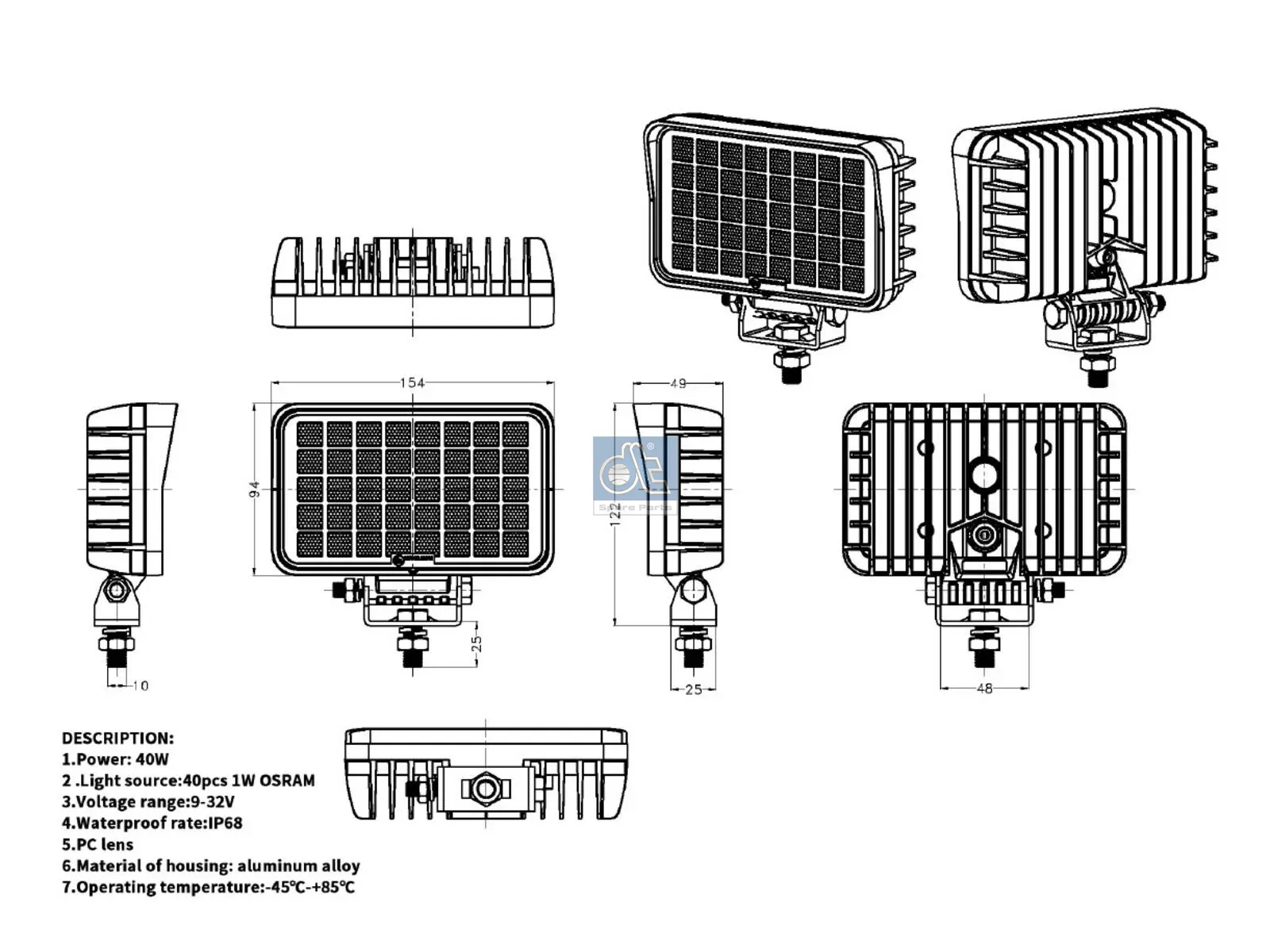 Faro de trabajo, LED