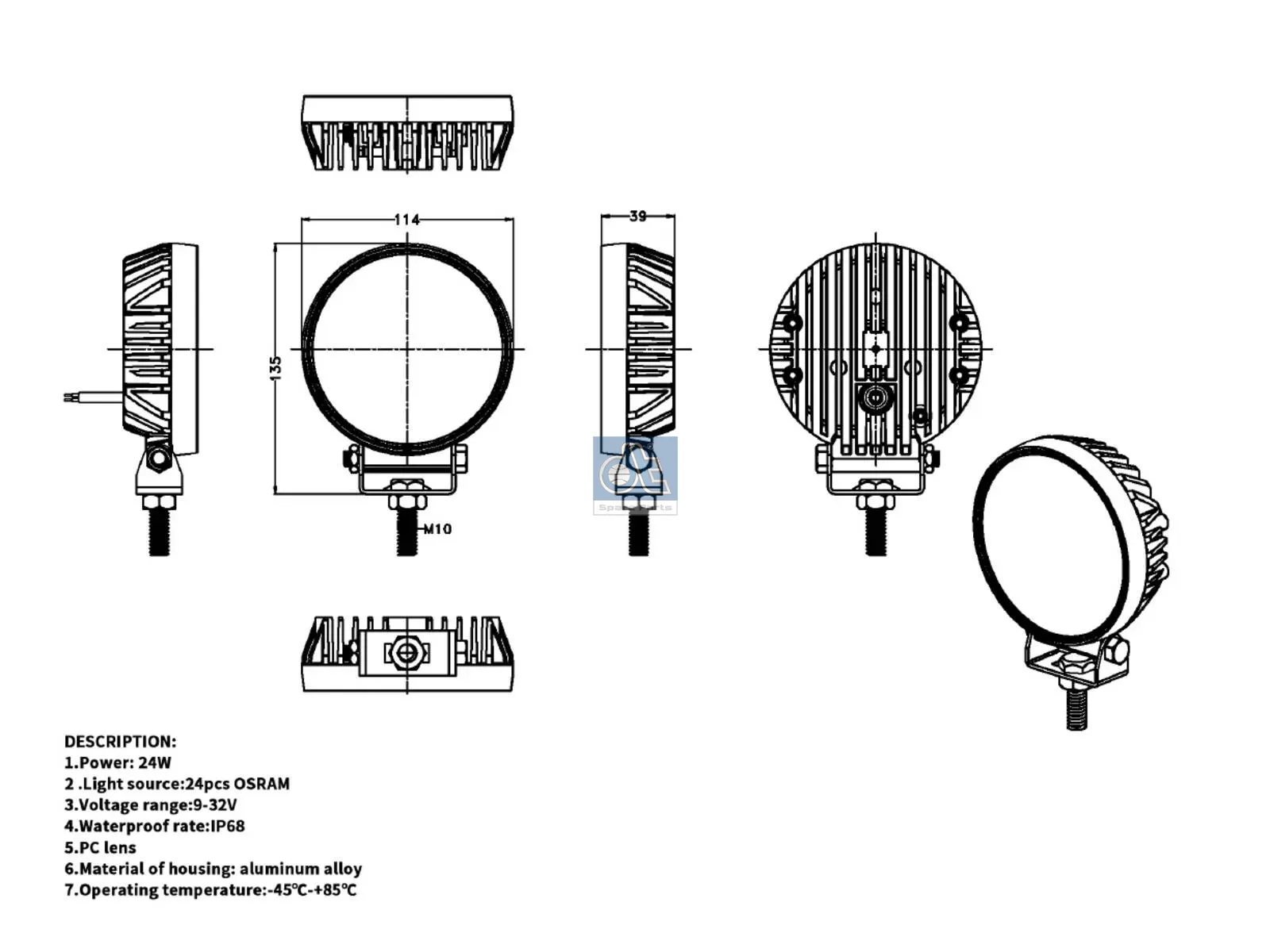 Work lamp, LED