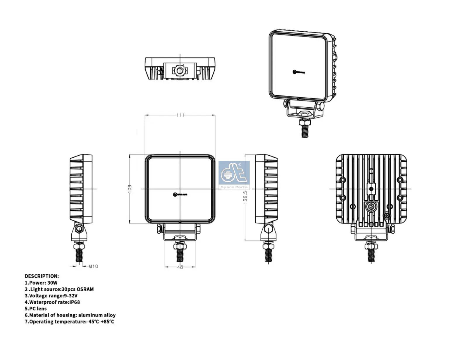 Work lamp, LED