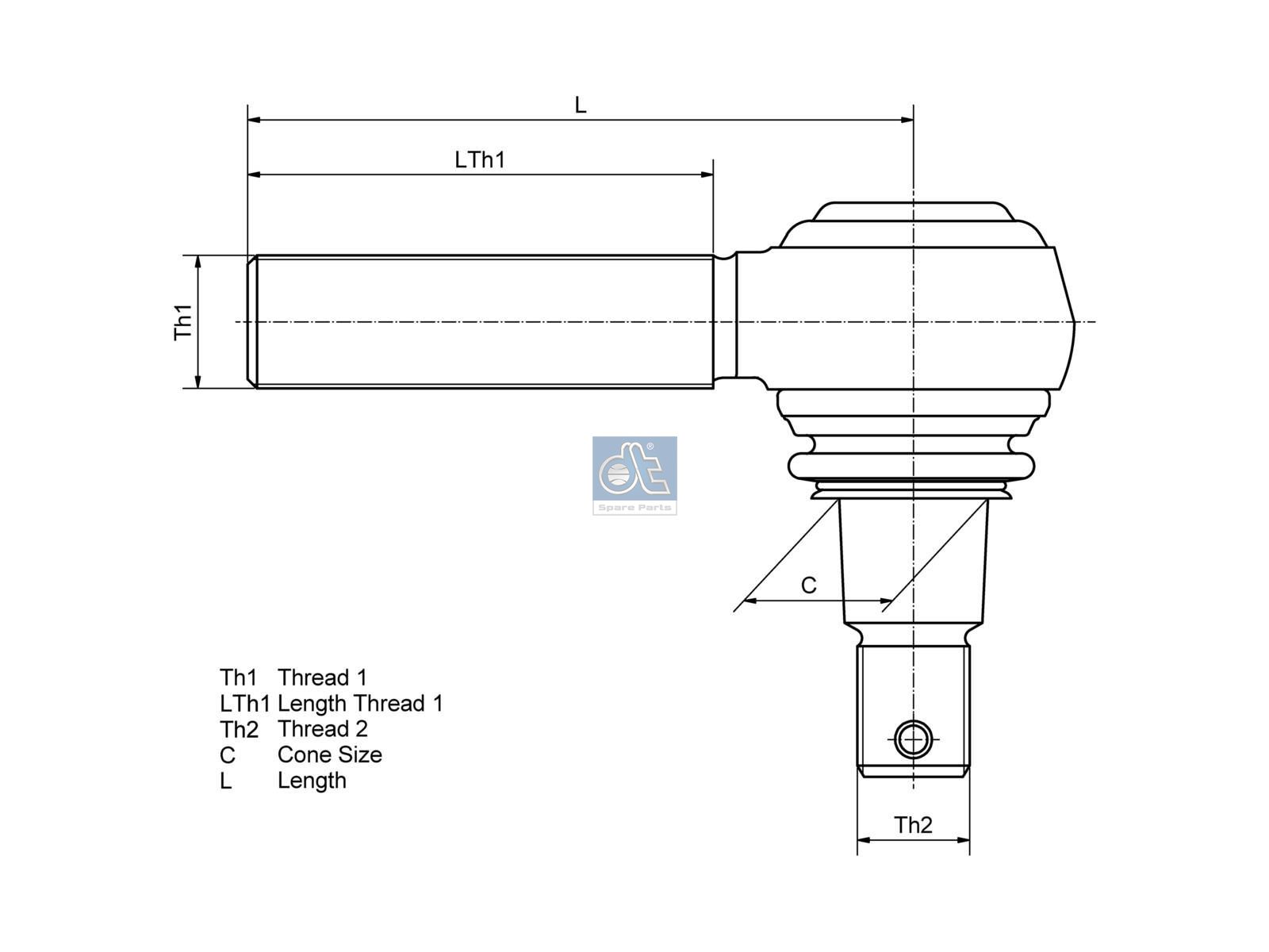 DIESEL TECHNIC | 1.19011 Ball joint, right hand thread