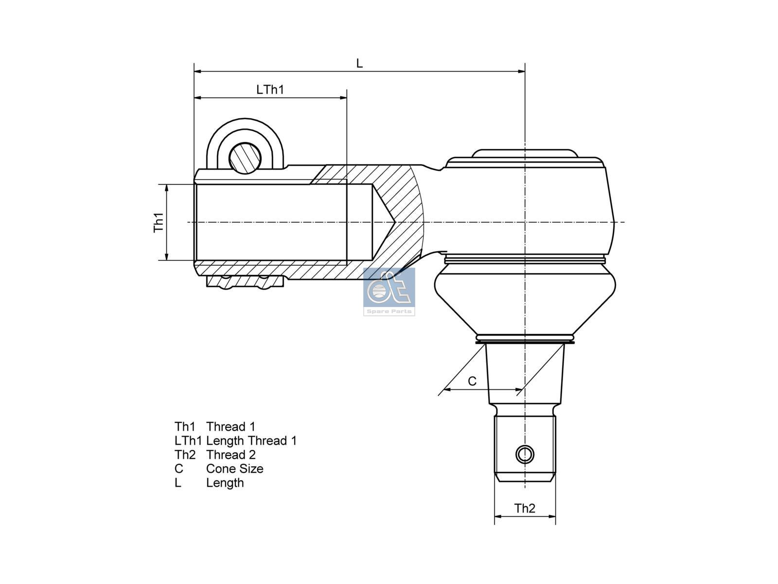 DIESEL TECHNIC | 2.53430 Ball joint, right hand thread