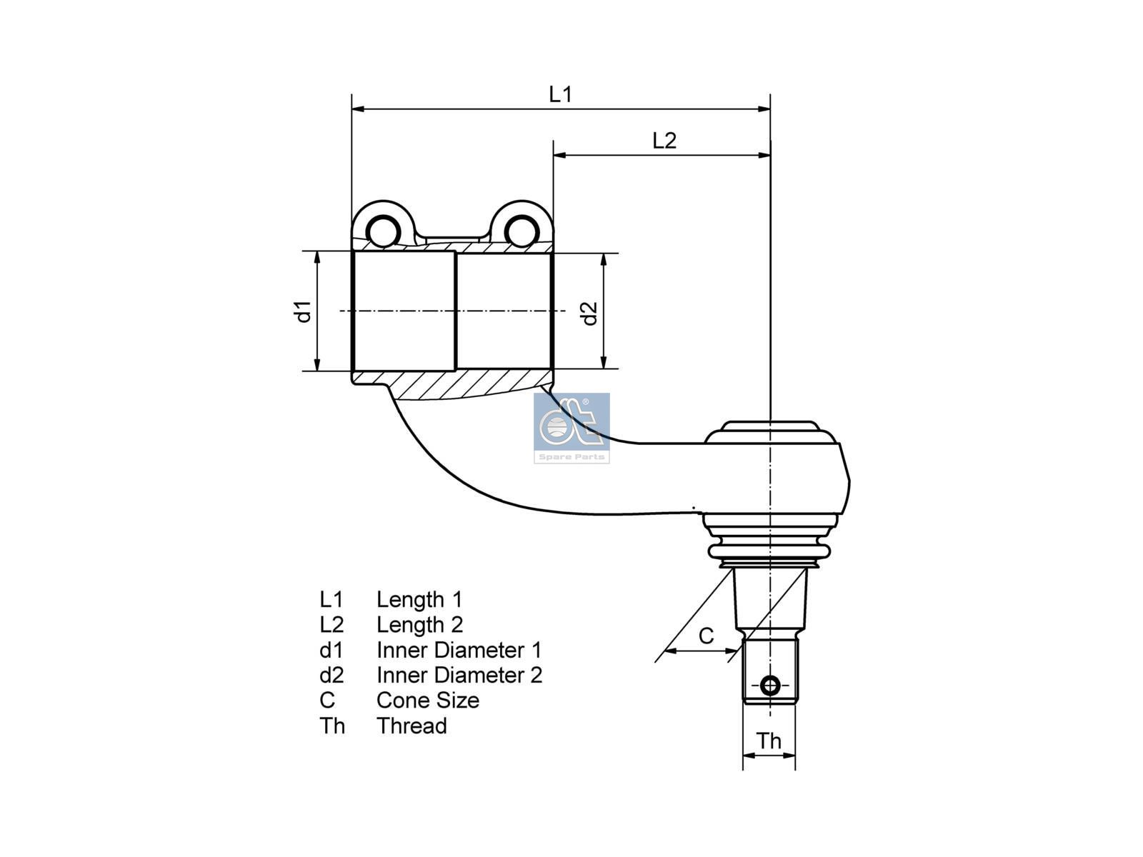 DIESEL TECHNIC | 2.53001 Ball joint, left hand thread